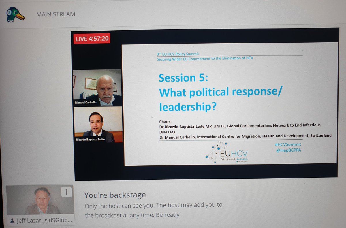 Backstage at the virtual #HCVPolicySummit - Am honoured to be presenting the EU HCV elimination Call to Action in the closing session. The culmination of so many partners' hard work. Find it here: hepbcppa.org #NoHep