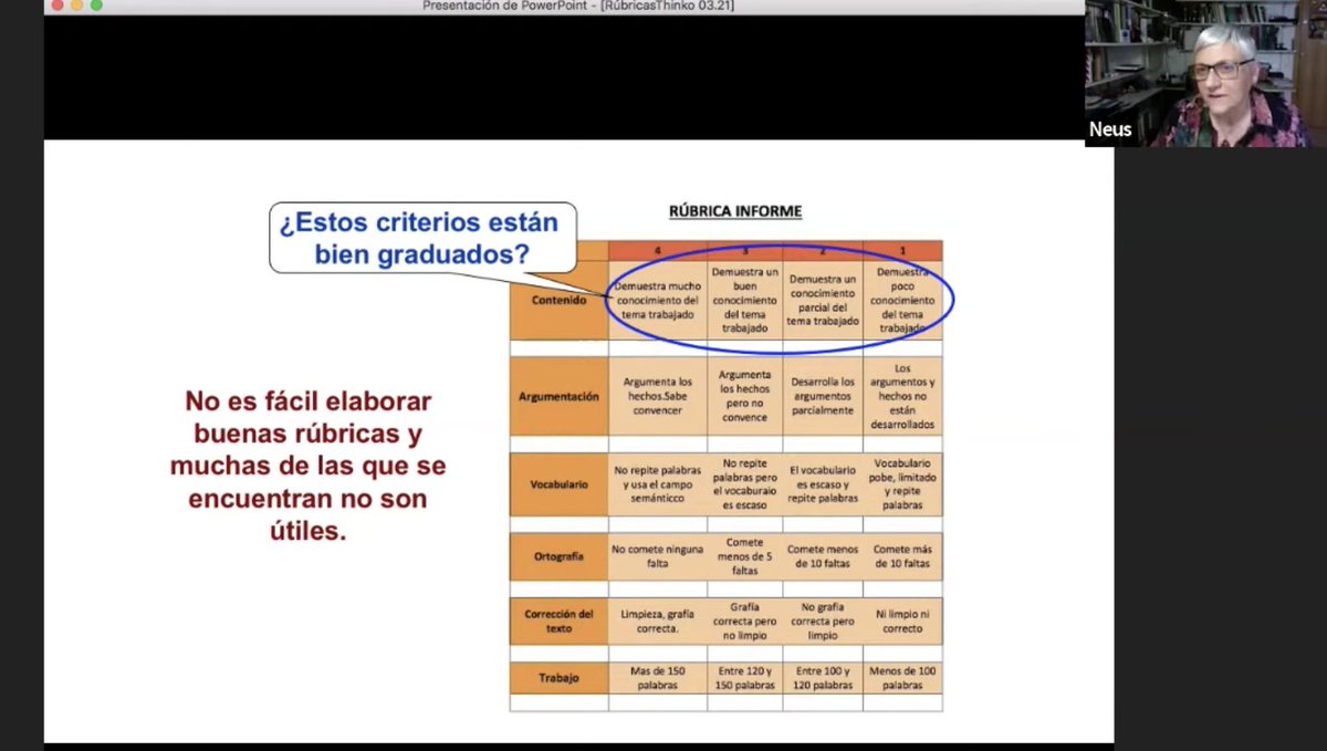 pilarpes's tweet photo. Las #rúbricas han de permitir al alumnado discriminar, hacerle consciente de sus avances y de lo que necesita aprender.
Por eso, modelos generales no sirven y dan mucho trabajo. Evaluar para aprender. #AaA Nos lo cuenta @SanmartiNeus https://t.co/1x2fjbvcFv #thinko https://t.co/49T6HnGME9