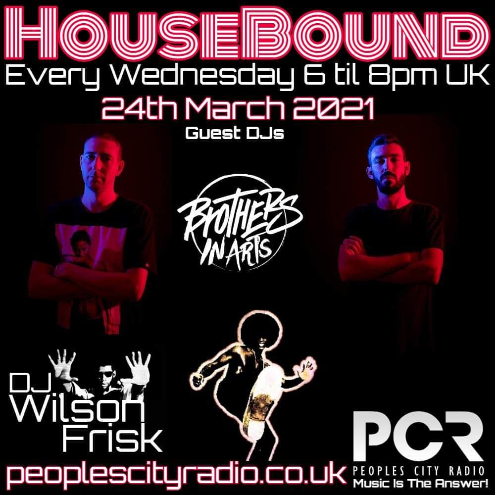 wilsonfrisk's tweet photo. Catch HouseBound 6 til 8pm Uk https://t.co/0oboOPCQMo #wilsonfrisk #housebound #peoplescityradio #pcr #radioshow #brothersinarts #jackinhouse #funkyhouse #discohouse #nudisco #ourhouse #unohouse #housegangsters #househeads #welovehousemusic https://t.co/n23lwKDc0B