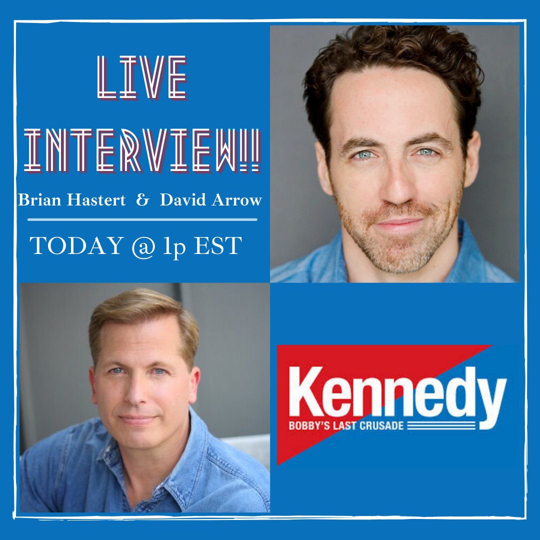 KCrusade's tweet photo. 🔷 LIVE INTERVIEW 🔷
 LIVE on Facebook at @KennedyLastCrusade@ An interview with Brian Hastert and David Arrow! Brian {@bhastert} a Brooklyn based actor, writer, creator, and educator will be joining author and performer, David Arrow to chat about Kennedy: Bobby’s Last Crusade!! https://t.co/uo0hHklX5V