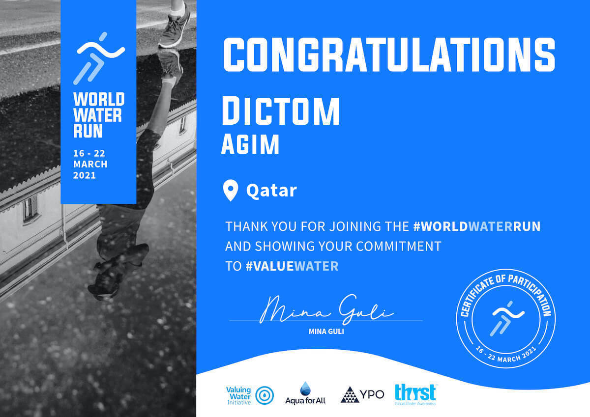 minaguli's tweet photo. @Agimdictom thank you for joining the #worldwaterrun and for sharing why it’s important to #valuewater! https://t.co/6sj4s2MneI