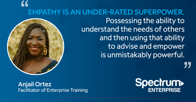 _SpectrumJobs's tweet photo. We asked Anjail Ortez, Facilitator of Enterprise Training, the one characteristic she believes every female leader should possess. #WomensHistoryMonth Here’s what she shared. #JoinSpectrum #KeepingCommunitiesConnected https://t.co/lkgdGjhEA0