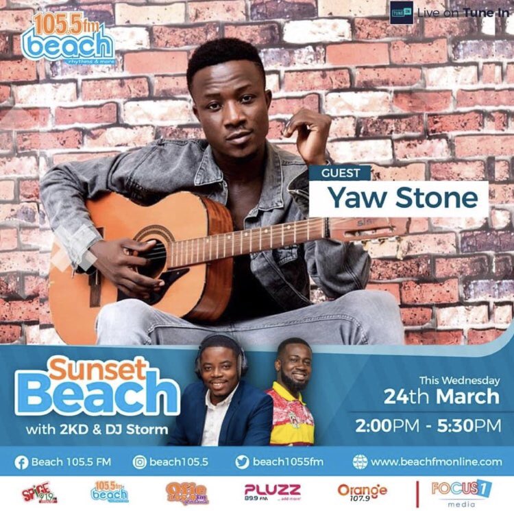 DjKelly_GH's tweet photo. New budding talented musical icon @yawstone10 joins us on #E_Buzz today on #SunsetBeach drive🚦live 🔛 @beachfm1055📻
w/@official2kd_ 🎙 @DjStorm_Ghana 🎧.
Prod By. @NanaAmaBampoh @_psterling_💻
#RhythmsAndMore
#SekondiTakoradisMusicLeader https://t.co/TMbg6Akfye