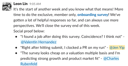 RenCo_Community's tweet photo. We all know feedback is critical to improving. But asking folks to take time out of their days to give you feedback feels awkward. Our advice? Borrow a line from our new member onboarding team! Make your ask funny, delightful, and irreverent. Thx @Leonlinsx and @vhernandez992! 🤣 https://t.co/gEL12uTbYp