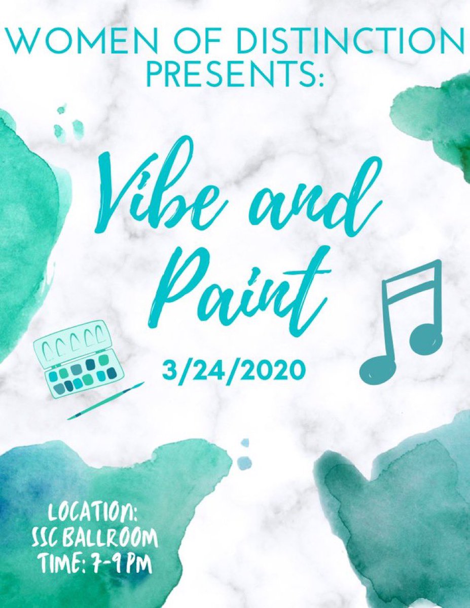UmesWOD's tweet photo. Meet us in the SSC Ballroom tonight for Vibe and Paint 🎨 🎶 We’ll be having a relaxing and fun evening making art and listening to some amazing music! #UMES https://t.co/VlJ6w55ZIE