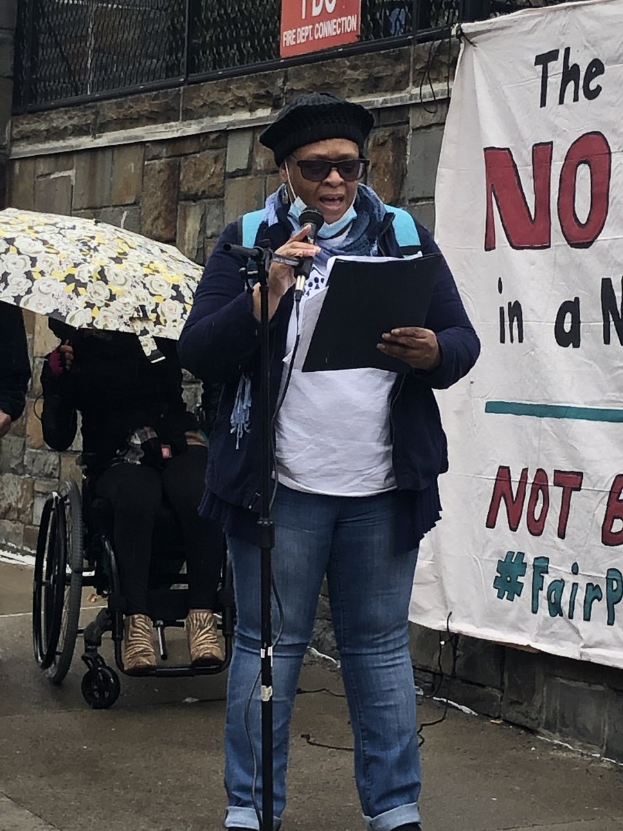 CaringMajority's tweet photo. Home care workers came from all over the state today in the rain, to fight for #FairPay4HomeCare, to fight for all of us as they do EVERY DAY.

It's beyond time to give this WOC-majority workforce a big raise. @CarlHeastie, please work with the Senate to include us in the budget! https://t.co/1Y98bkr7we