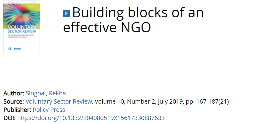 VSRjournal's tweet photo. Did you know about our free sample issue? Read it research into different aspects of the #volunteering, community, #civilsociety and #thirdsectors, including:
Building blocks of an effective #NGO by Rekha Singhal https://t.co/zU4gNbBrAr https://t.co/cMUov4m524