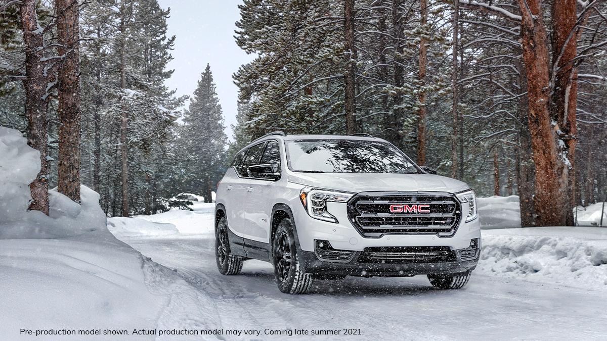 GMC's tweet image. Where off-roading capability meets on-point style. Get to know the First Ever 2022 #GMCTerrain #AT4 at s.gmc.com/ee9uf