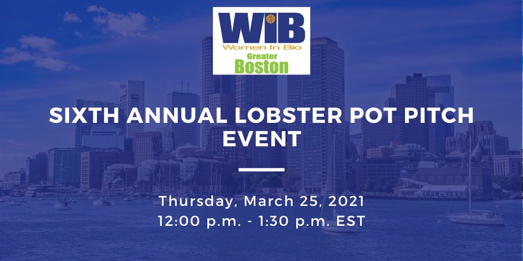 Join us TOMORROW virtually for our Sixth Annual Lobster Pot Pitch Event at 12pm! The 'shark tank style” event will feature fundraising executives pitching to an expert panel of investors: womeninbio.org/events/EventDe… @StartHubBoston @WonderWomenBos @ScienceinBoston