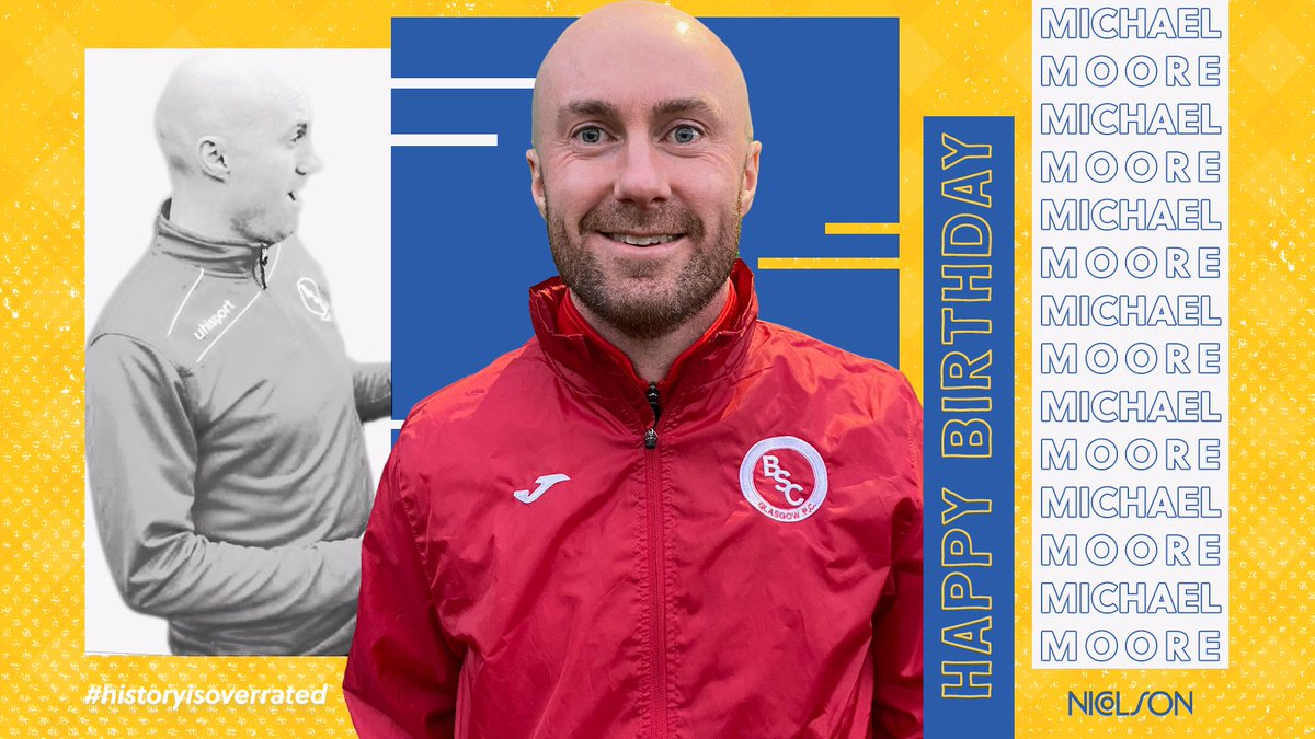BroomhillFC's tweet photo. Happy Birthday to First Team Coach Michael Moore (AKA Mr Stranraer) who turns 4️⃣0️⃣ today!

#HistoryIsOverrated https://t.co/kkqeoRUm42