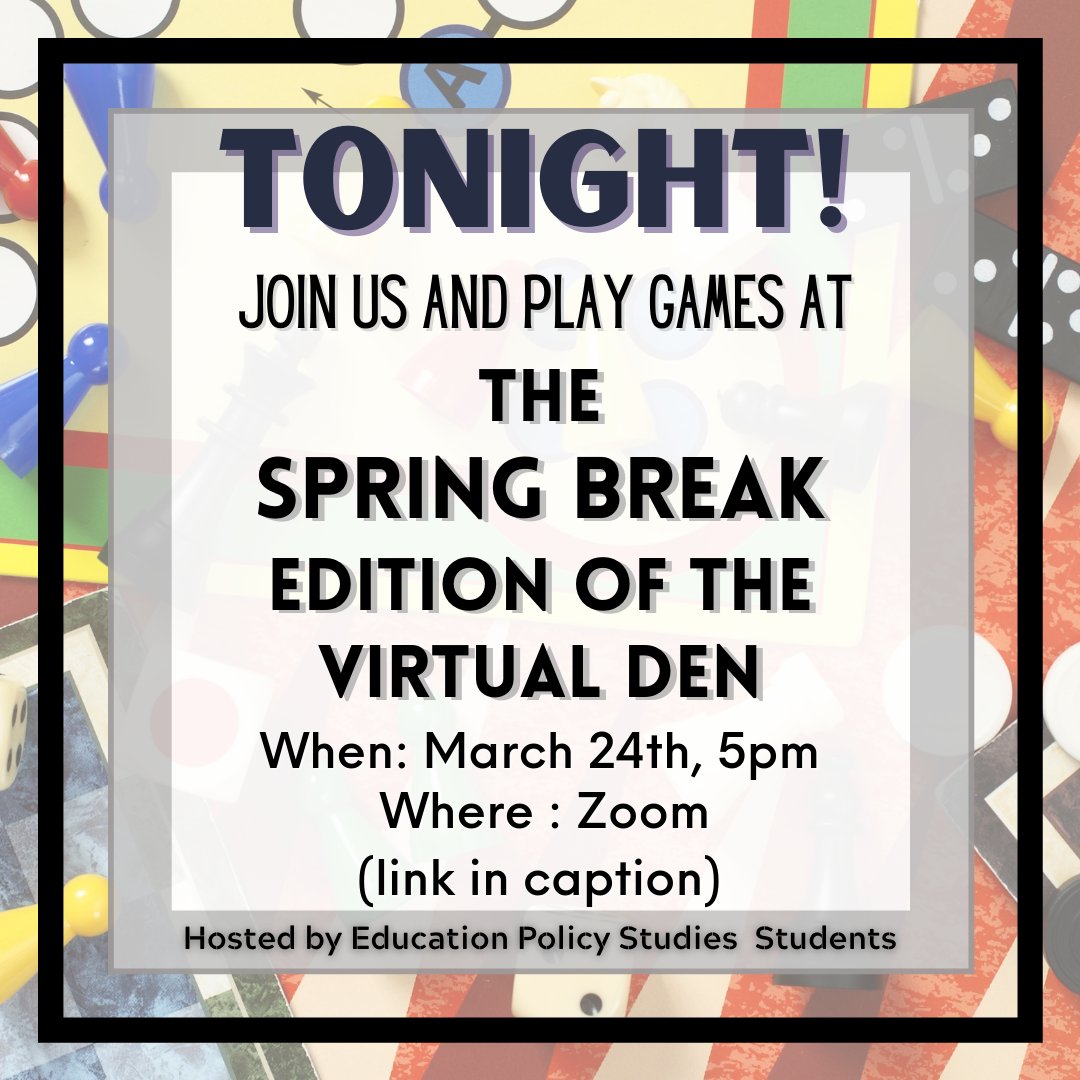 MERIT_Library's tweet image. Reminder there's a mini-Spring Break Virtual Den event tonight! Join your colleagues and friends for games here: 
uwmadison.zoom.us/j/96221498988?…
