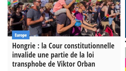 SebastienTULLER's tweet photo. #Hongrie 🇭🇺 : Une première (petite) victoire pour garder espoir 🙏! La Cour constitutionnelle indique que les aspects rétroactifs de la loi #transphobe sont contraires à la constitution. #Drop33 🏳️‍⚧️
👉 https://t.co/HbaAmuGf1G https://t.co/66y0dyPRj1
