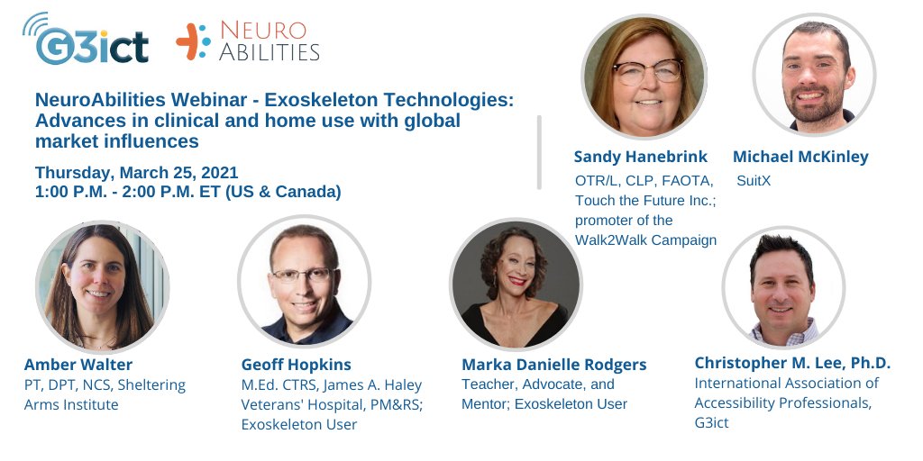 G3ict's tweet photo. What can be done to advance #Exoskeleton technologies, remove barriers and improve affordability?
Register for tomorrow's webinar to learn more from exoskeleton industry leaders, researchers & users https://t.co/htkunKFPP0
#Mobility #Rehabilitation #ExoForAll #WearableRobotics https://t.co/N0GgUnozTV