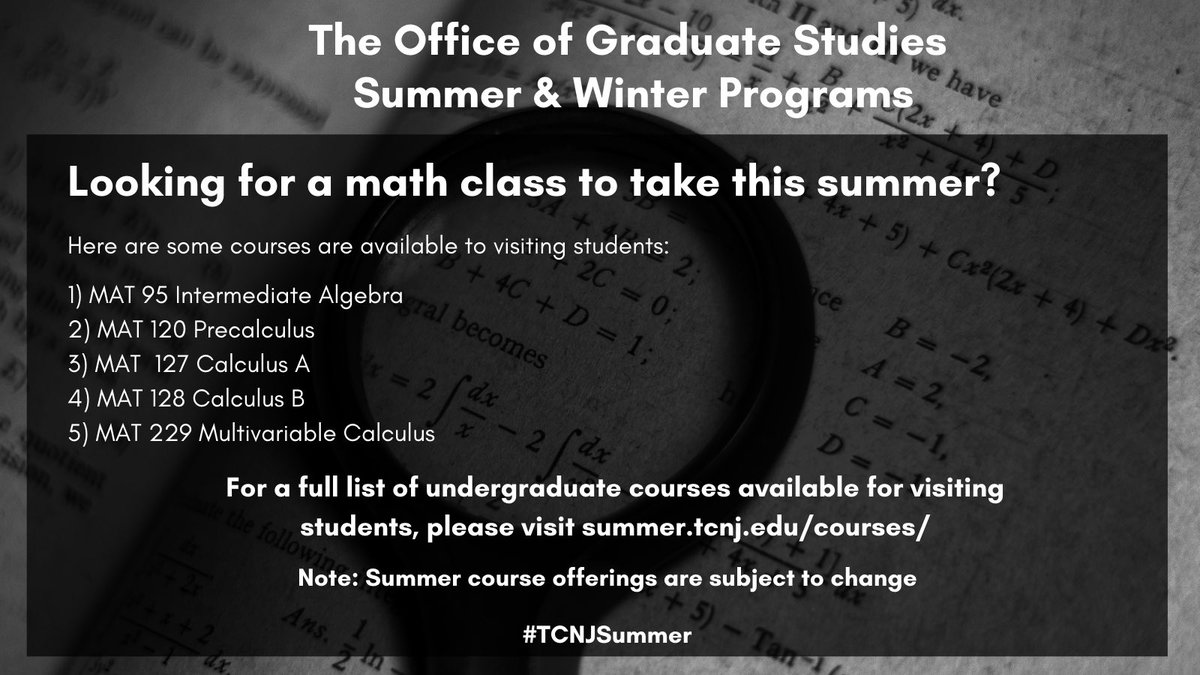 For a full list of courses being offered this summer, go to summer.tcnj.edu/courses/
#tcnjsummer #tcnjtoday