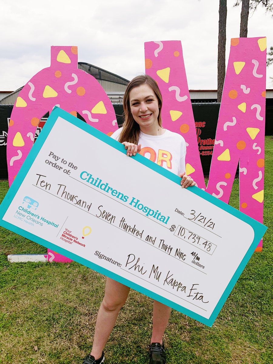 manfamchildrens's tweet photo. 💕THANK YOU💕 to @PhiMuAtNicholls for hosting their first ever Cornhole for a Cause tournament and raising more than $10,000 for the kids at Children's Hospital New Orleans! @CMNHospitals @PhiMuFraternity @NichollsState https://t.co/5KbvjNs7I4