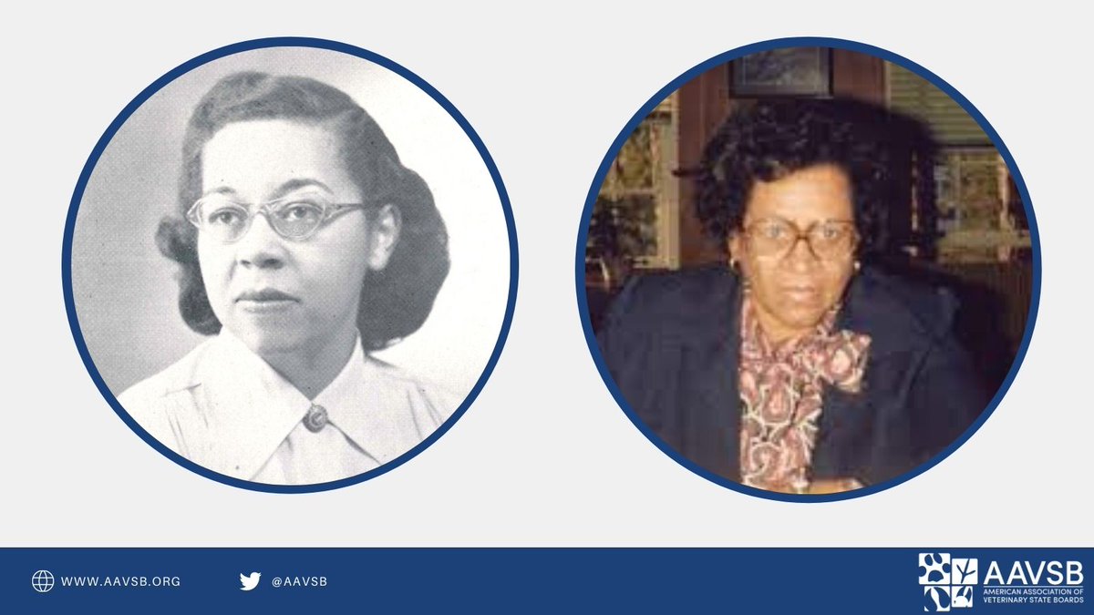 AAVSB's tweet photo. #WomensHistoryMonth we celebrate the first African American women to become Doctors of Veterinary Medicine, Dr. Jane Hinton and Dr. Alfreda Johnson Webb. #shemadehistory https://t.co/lfKIFK69kG
