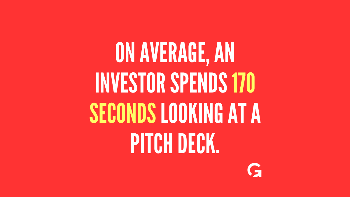 G2MGoToMarket's tweet photo. On average, an investor spends 170 SECONDS looking at a pitch deck.

#g2m #startup #startups #startupbusiness #startupgrind #startupcompany #facts #fact #interestingfacts #interestingfact #funding #startupfunding #investors #investor

[ https://t.co/um0vVnhfcp ] https://t.co/5KQDgwEfOh