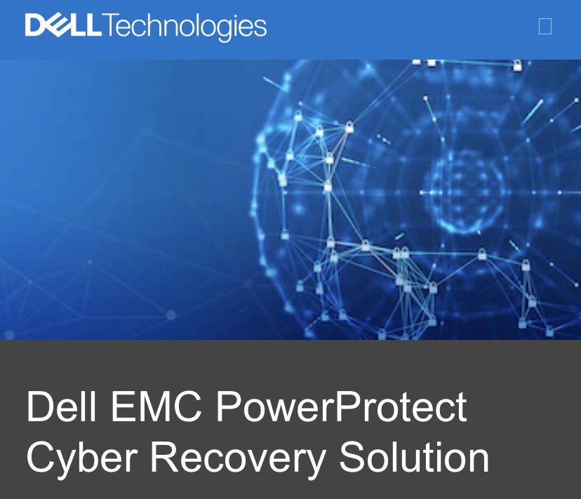 TejasPandit_'s tweet image. Tech that help protect your valuable data from sophisticated #ransomware attacks. 
This product is built with true #intrapreneur spirit and we are accelerating the Innovation with quarterly release 🚀 🚀 🚀 
@MichaelDell 🙂
#PowerProtectCyberRecovery #Engineering @DellEMCProtect