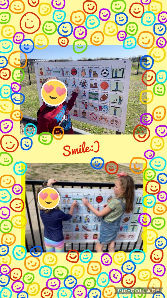 RISDspeech's tweet photo. Hearing stories & seeing pictures of Ss using the playground communication signs sure does make us smile! Taking Visuals Beyond the Classroom & to the Playground #visuals #communicationforall #RISDspeech https://t.co/38z8H3pwJ0