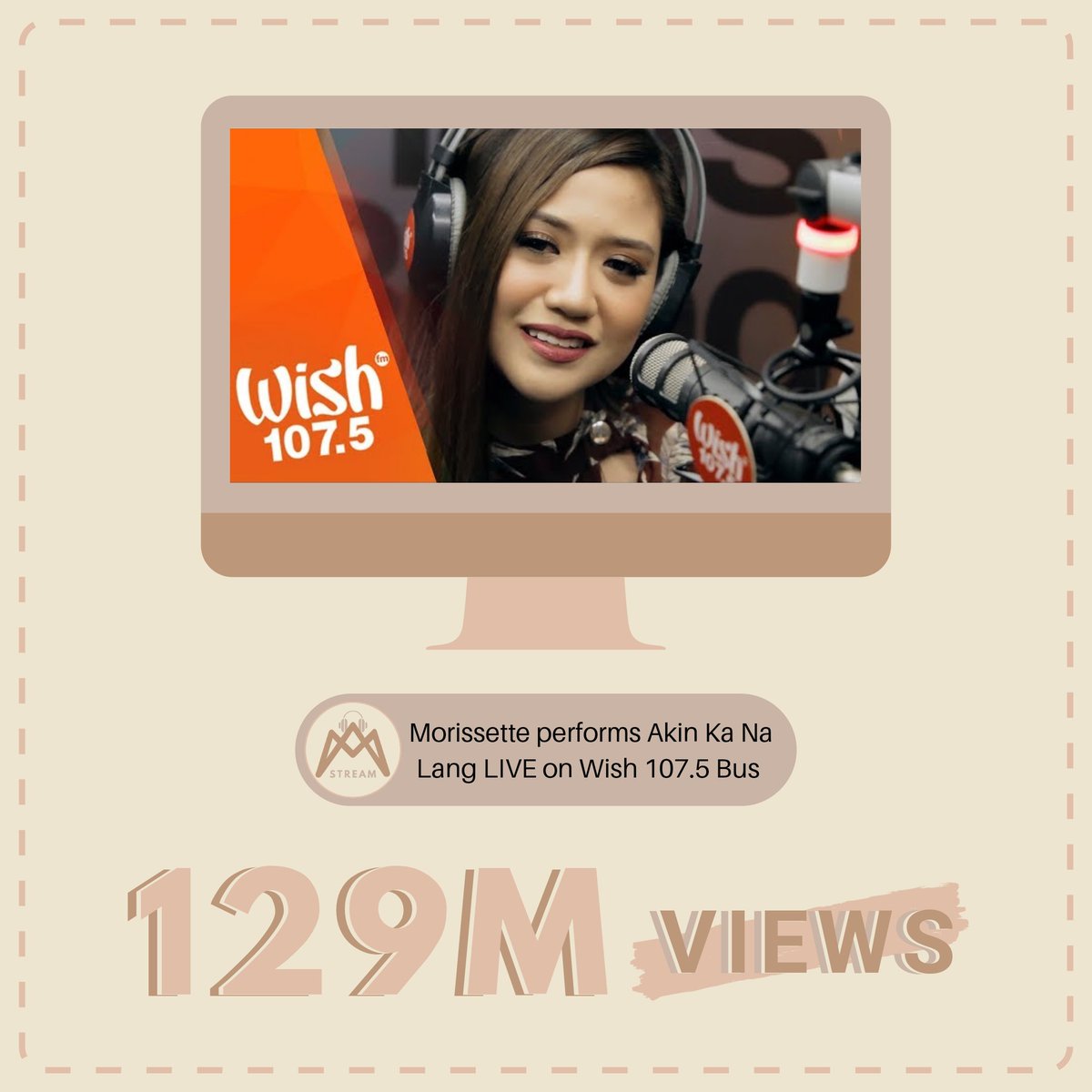 streamorissette's tweet photo. JUST IN: Morissette's live performance of her hit hugot track "Akin Ka Na Lang" on Wish 107.5 Bus has surpassed 129 MILLION VIEWS on YouTube.

YouTube
🔗 https://t.co/FYxiJQFpJ4

@its_Morissette @kikxsalazar
#MorissetteAmon #AsiasPhoenix https://t.co/UNzvBmZL4T https://t.co/Ps9f638uQM