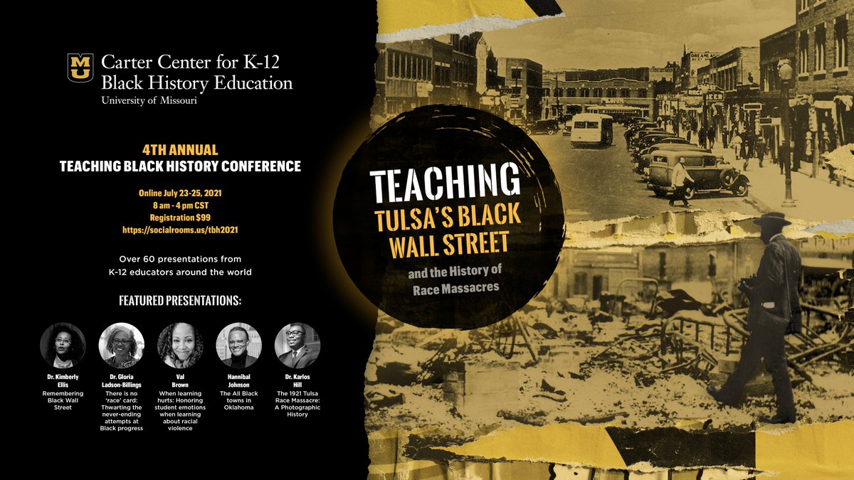 PrestonK_2029's tweet photo. The 4th Teaching Black History Conference registration is open. 3-days, July 23-25, with over 60 workshops by k-12 teachers. Speakers include @drgoddess. @gjladson @ValeriaBrownEdu Hannibal B. Johnson &amp; @thinking4achang  Cost: $99.00. Registration Link: https://t.co/WdrrJg20x8. https://t.co/JuNJPAcERB