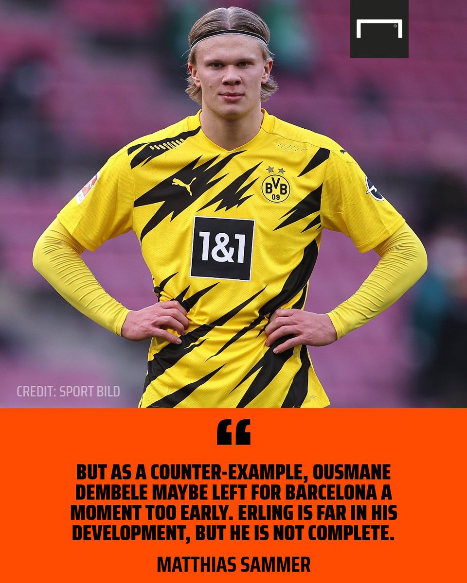 goal's tweet photo. Erling Haaland shouldn't leave Borussia Dortmund because he is not 'complete' yet.

True? https://t.co/zR52A51VMt