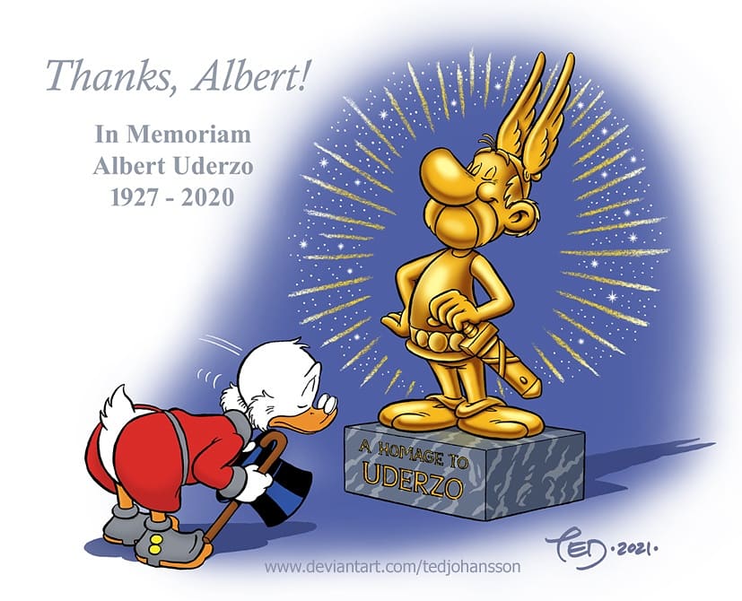 tedjohansson_sw's tweet photo. A year has passed since we were reached by the news that comic master Albert Uderzo had passed away. So I had to make another tribute drawing.

#uderzo #albertuderzo #asterix #thegauls #comics #comic #francobelgiancomics #unclescrooge #scroogemcduck #asterixcomics #comicfan https://t.co/4Fa5b9QC8A