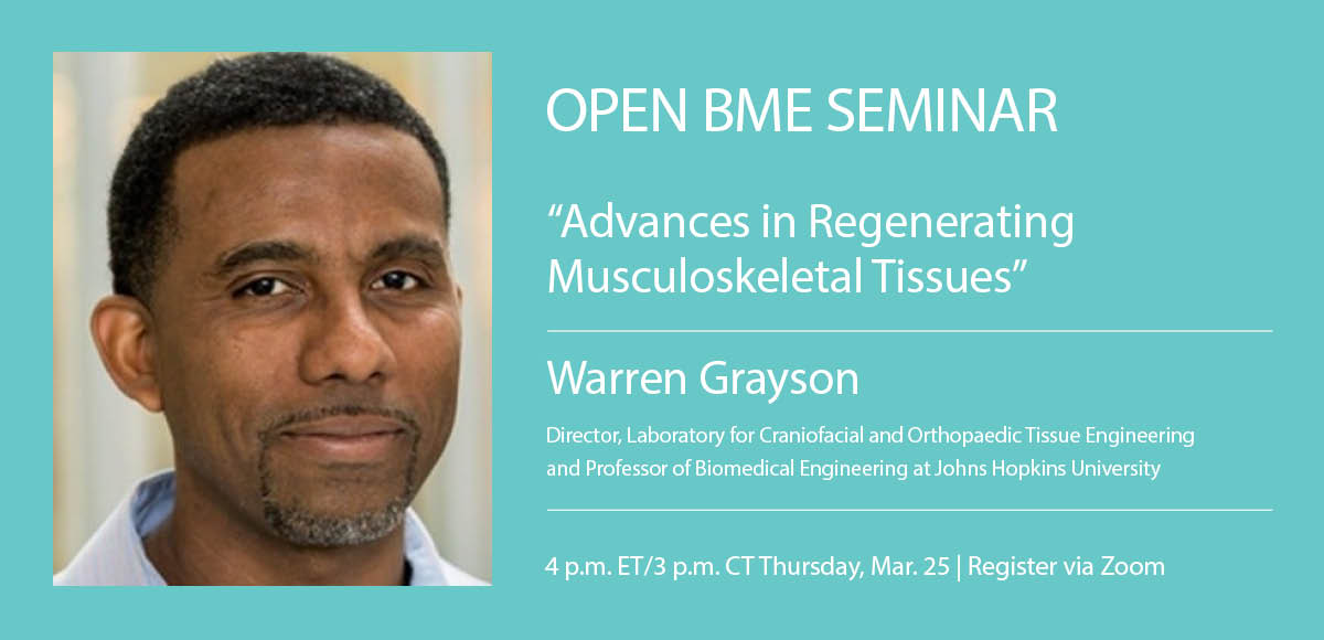 setton_lab's tweet photo. Calling all orthopedic bioengineers & all @WashUBME @wustlcrm @washu_ortho_res - a don't miss #OpenBME lecture from Prof. Warren Grayson TOMORROW hosted by @NorthwesternBME @UMBME @PittBioE @UVABME @Rice_BIOE @CWRUBME (shout-out to @JHUBME) https://t.co/ZaVpGE1gmq