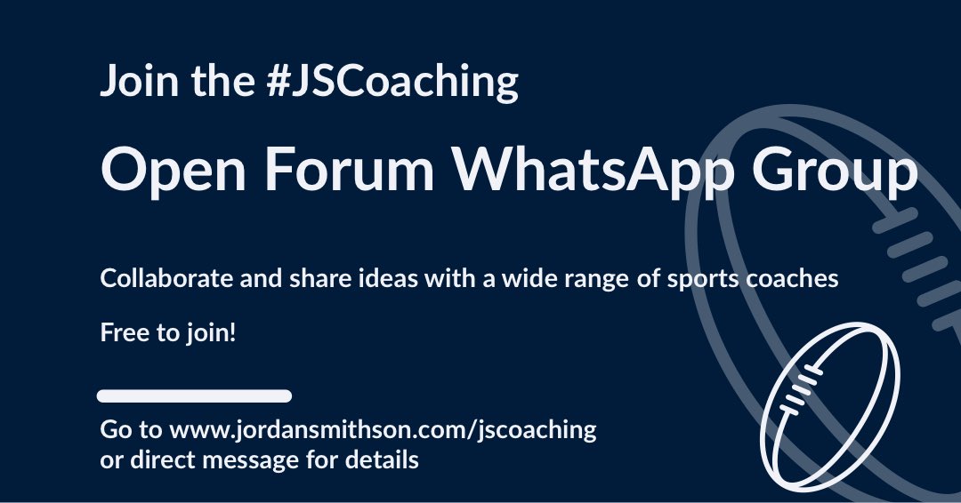 coach_jsmithson's tweet photo. Proud to announce that we are relaunching our open forum WhatsApp group.

The group will be a place to share and collaborate on ideas with other like minded coaches. Not just based around rugby!

Interested in joining? Head to our website or drop us a DM!

#JSCOACHING https://t.co/qAwfbpHNsm