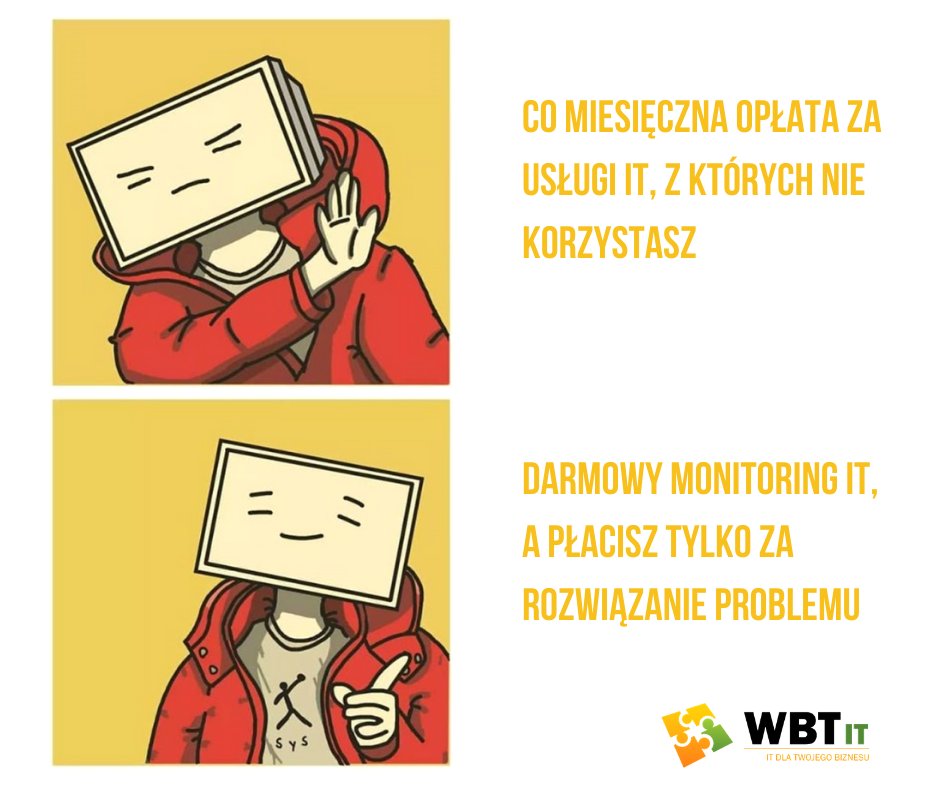 WBT_IT's tweet image. #darmowy #monitoringIT to usługa elastyczna i uczciwa.
Zyskujesz bezpłatną opiekę firmowych systemów i sieci, a płacisz za usługę tylko gdy pojawia się realny problem i potrzeba. Jeśli też uważasz, że to dobre rozwiązanie - skontaktuj się z nami i porozmawiajmy o szczegółach!