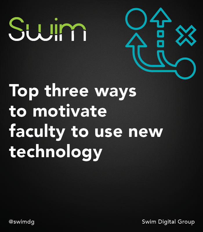 SwimDG's tweet photo. With new technology becoming so common in the classroom, it is important to understand the value of using it. We have found a few ways to motivate faculty to adopt the uses of developing technology. #technology https://t.co/vrsDLgvRwR