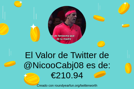 NicooCabj08's tweet photo. Mi valor en Twitter es de: €210.94

Encuentra el tuyo(a) con https://t.co/AOTCWJCteD

⠀ https://t.co/JWKftNj6yw