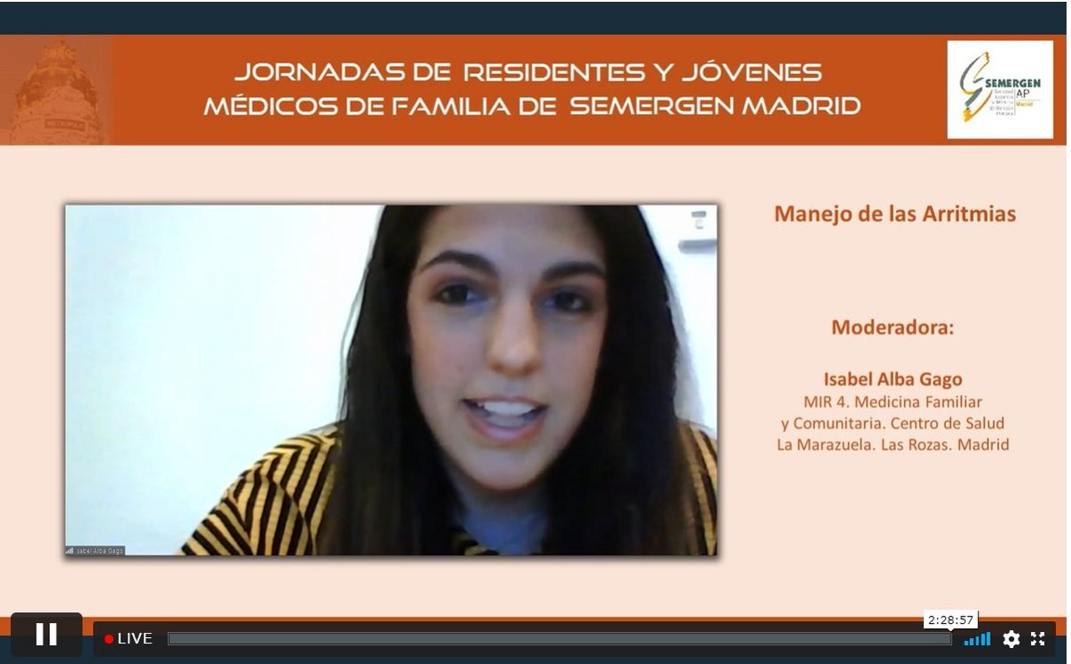 SEMERGENMADRID's tweet photo. #JornadasResiMadrid21
No podía haber unas jornadas sin tratar las arritmias con @viccambero y moderado por Dra. Alba Gago https://t.co/gGkI8di9Wa
