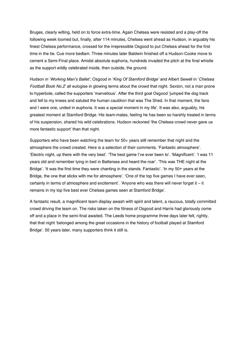 tim_rolls's tweet image. 50 years ago tonight Chelsea beat Bruges 4-0 in what many remember as one of the best games, in front of arguably the best atmosphere, ever played at Stamford Bridge. 
Here is a piece about that night.