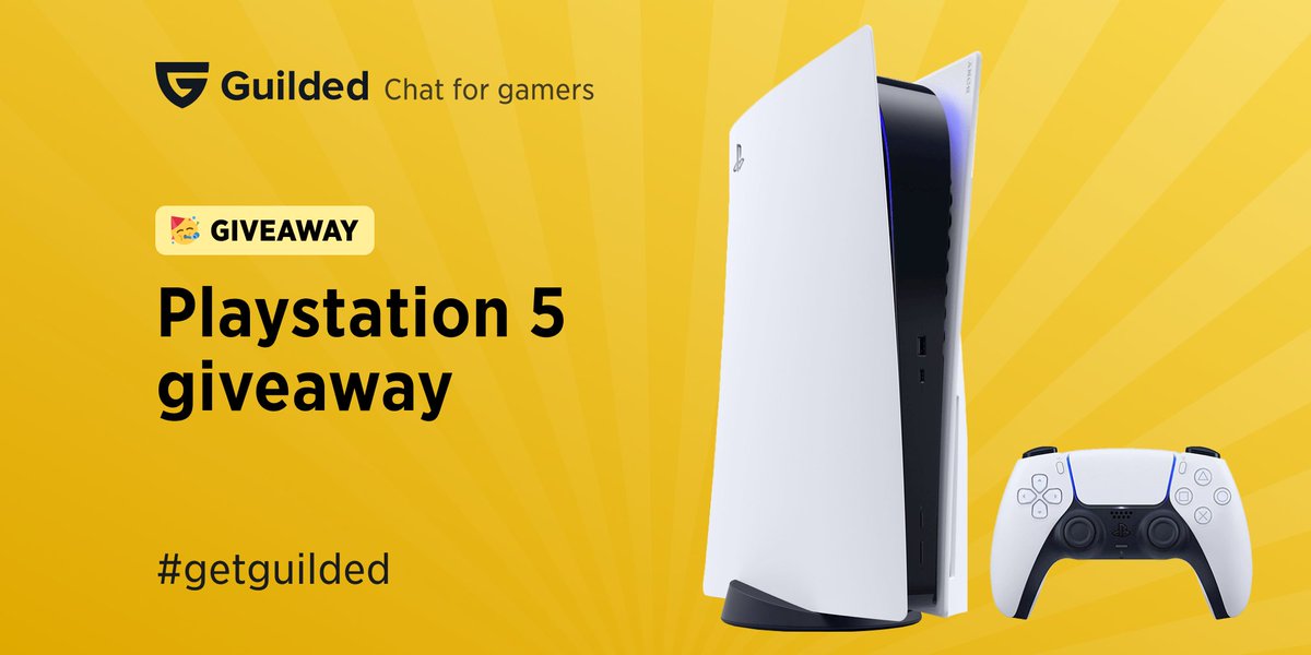 In celebration of our API announcement, we're giving away a Sony Playstation 5 to one lucky follower! 🎉🥳

To enter:
✅ Follow <a href="/teamguilded/">Guilded</a> 
🔁 Like + retweet this post
💛 Tag a friend in the replies

Ends 4/4
#ps5 #giveaway #getguilded