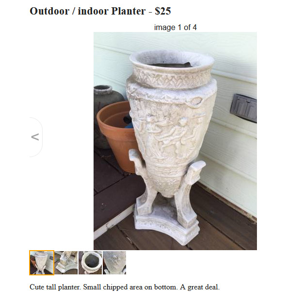 Come for the ornate planter, stay for the impressionistic butt stuff.