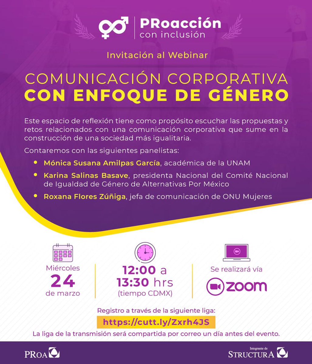 PRoa_TW's tweet photo. ¡Estamos por comenzar! Entra ahora a nuestro webinar de Comunicación Corporativa con Enfoque de Género.  #PROAcciónConInclusión

🕛 12:00 hrs. 
▶️ Transmisión YouTube 👉🏻  https://t.co/rUWwTCBiVo https://t.co/FaLo5erB0P