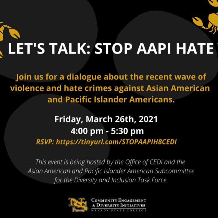 NevadaStateCEDI's tweet photo. Coming up this Friday, March 26th, 2021 🤎 RVSP with the link on the flyer.... you wouldn’t want to miss it ! 😅
#aapi #letstalkaboutit #culturalappropriation https://t.co/AxA8XpWnh3