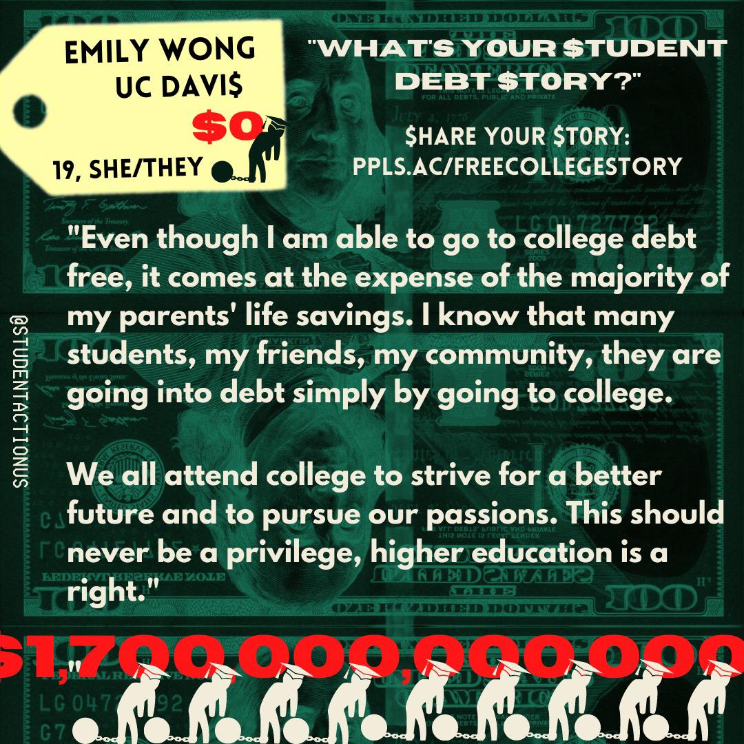 studentactionus's tweet photo. (1/3)Millions of students are burdened with student debt today, and it's important that their stories be known. Share your own story with student debt at https://t.co/pH0gtdNTqv and join our movement at https://t.co/1iDvUqtBnh #FreeCollegeforAll #CancelStudentDebt #DebtFreeFuture https://t.co/OqcuBxOfAg