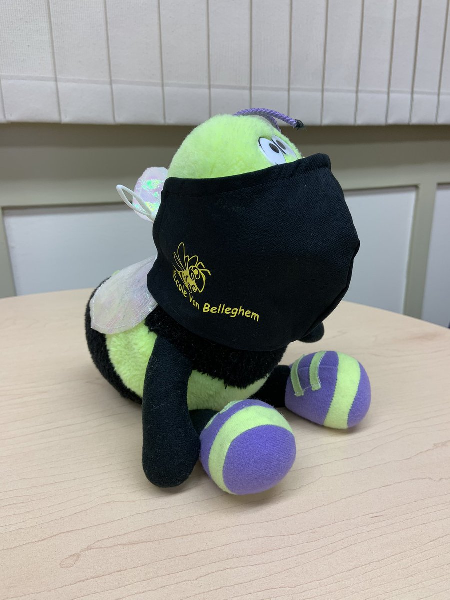 belleghemLRSD's tweet photo. Thanks so much to our @evbpac for the Van B logo masks for all staff! Bizou loves the adjustable ear loops🐝 Merci beaucoup! https://t.co/1s4oFSf5Da