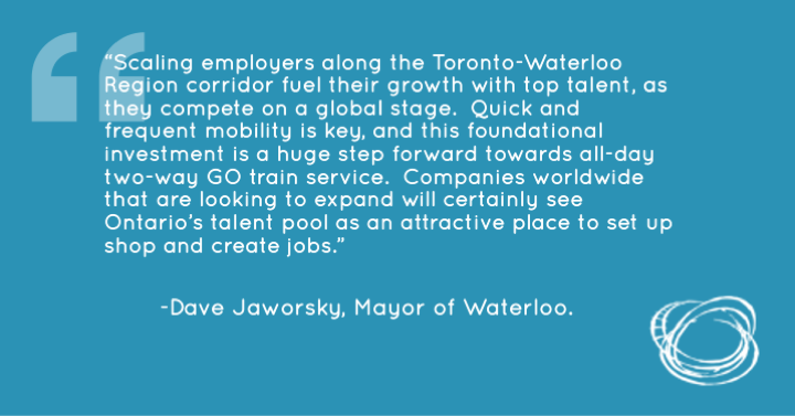 Connectcorridor's tweet photo. Quick and frequent mobility is key, and this foundational investment is a huge step forward towards all-day two-way GO train service. – @DaveJaworsky, Mayor of Waterloo #keepusmoving https://t.co/bK2biiFLfg