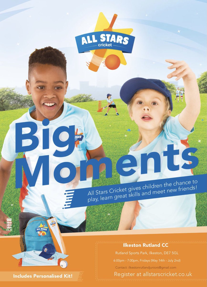 The All Stars season is nearly upon us! We are pleased to offer this amazing programme again in 2021! If you know anyone 5-8 years sign them up !! 🏏The fun starts on Friday 14th May 6-7pm! 👇🏻👇🏻Book your child’s place now using the link below👇🏻👇🏻 ecb.clubspark.uk/AllStars/Cours…