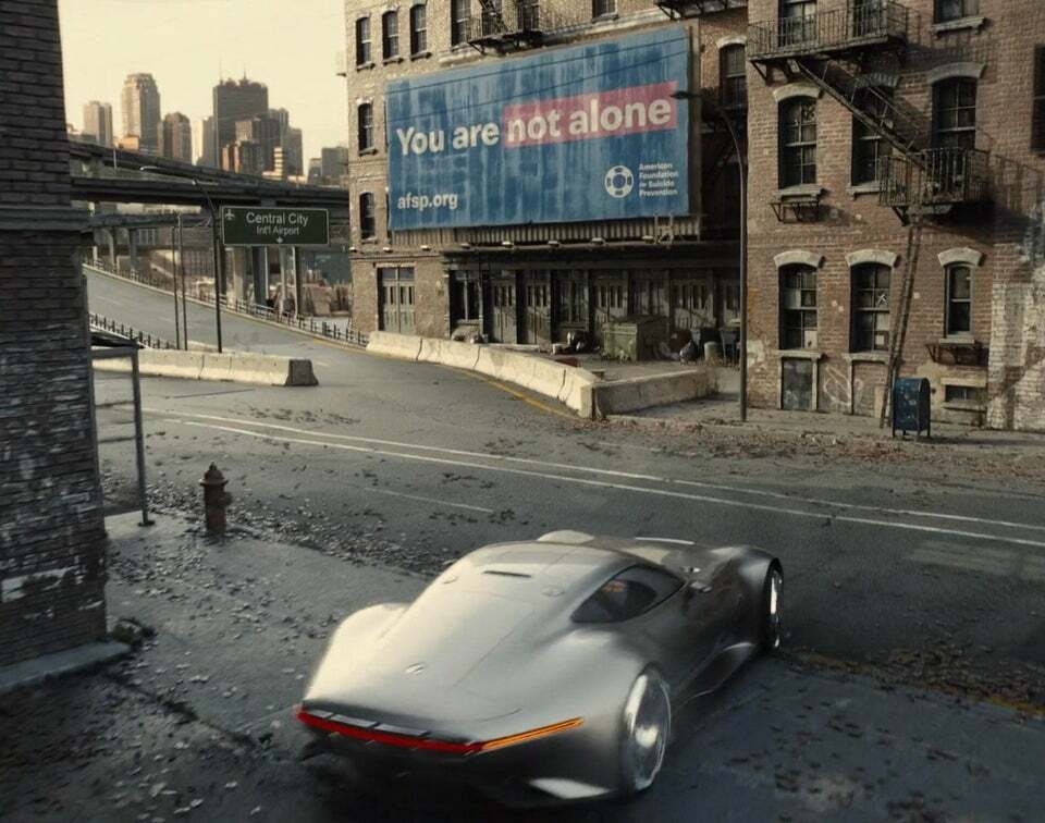 FilmEasterEggs's tweet photo. In #ZackSnydersJusticeLeague (2021), a billboard can be seen promoting the AFSP - American Foundation for Suicide Prevention

Zack Snyder’s daughter Autumn, whom the film is dedicated to, took her own life during production of the movie in 2017 https://t.co/CjM6RpNMAI