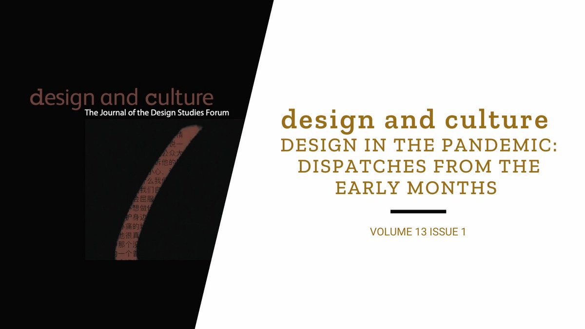Our latest Special Issue, "Design in the Pandemic: Dispatches from the Early Months" is out now. Read the entire issue, #FreeAccess here: bit.ly/3ckqbOw