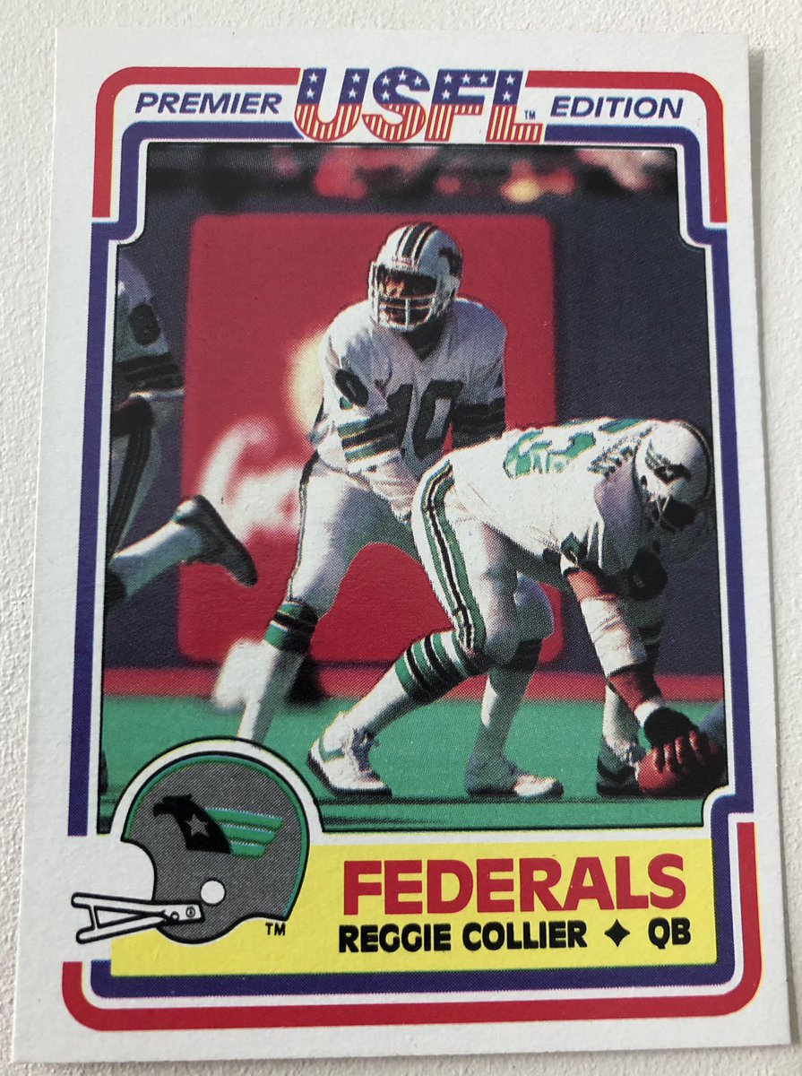 fullerdustin's tweet photo. This might be my favorite card! Reggie Collier 1984 Topps USFL Football Card Washington Federals https://t.co/Bt8xWwH8jt