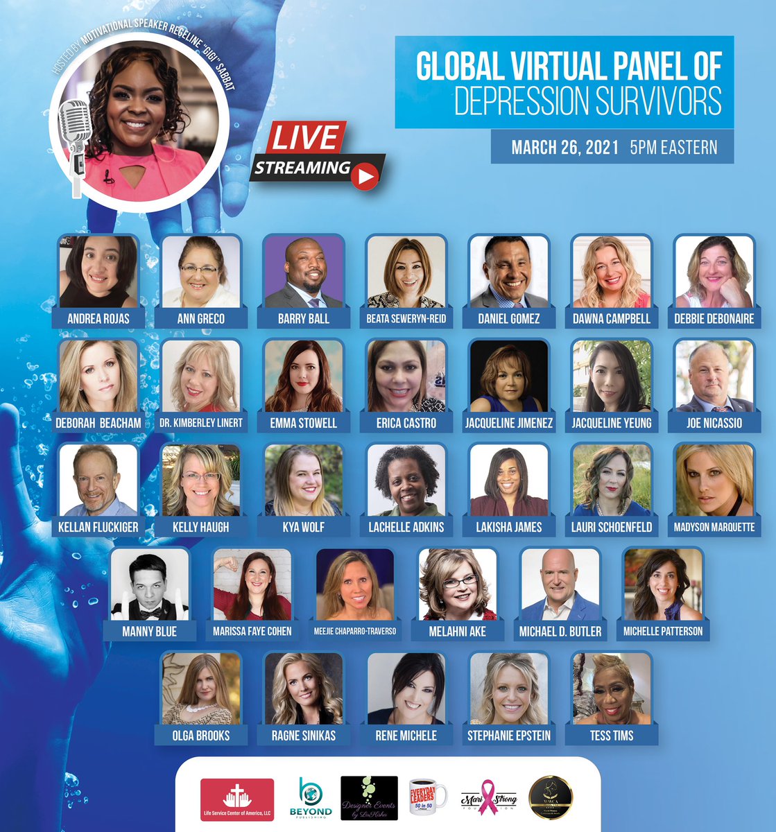 Regeline_Sabbat's tweet photo. Catch me at this event!
The Global Virtual Panel of Depression Survivors Event!
#survivorsresourcetraining
#positiveintervention
#positiveprevention
#positivesolutions
#education
https://t.co/n0XBd6rDOW https://t.co/Y7DOL6IUSM