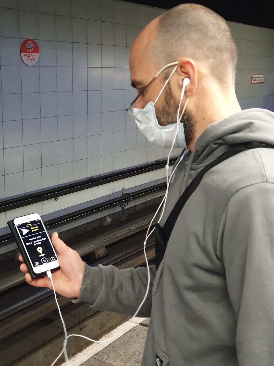 ValerieRenaudin's tweet photo. Navigation test by @TeamGEOLOC and @okeenea for blind persons. What is the next challenge? #inmob #labcom @UGustaveEiffel @AgenceRecherche @ConferenceIpin https://t.co/UHVmzHxAtF