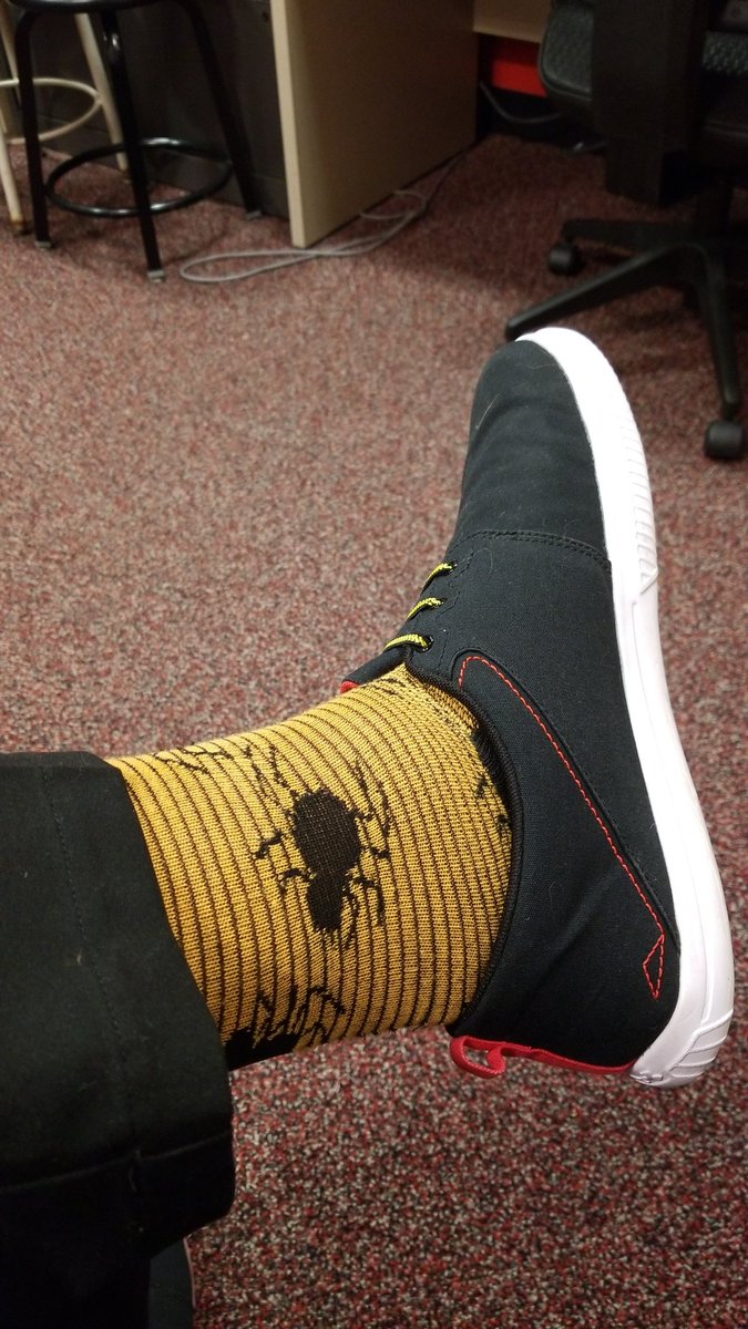 CoachBonetti's tweet photo. I asked #OhAnders to pick out my #gamedaysocks for tonight's #PrimeTime game... He went for a #SpookySeason theme! https://t.co/u1k5uQGuct