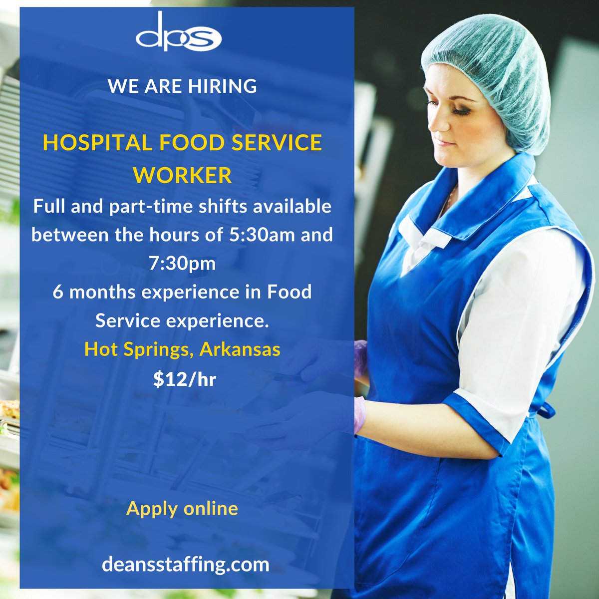 DeansStaffing's tweet image. We are hiring Food Service Workers, Hostess and Utility Workers in Hot Springs, Arkansas. The ideal candidate will have a minimum of 6 months experience in Food Service experience. $12/hr. bit.ly/3d8Wy1P
#HoustonJobs #FoodServiceWorker #Hospitaljobs