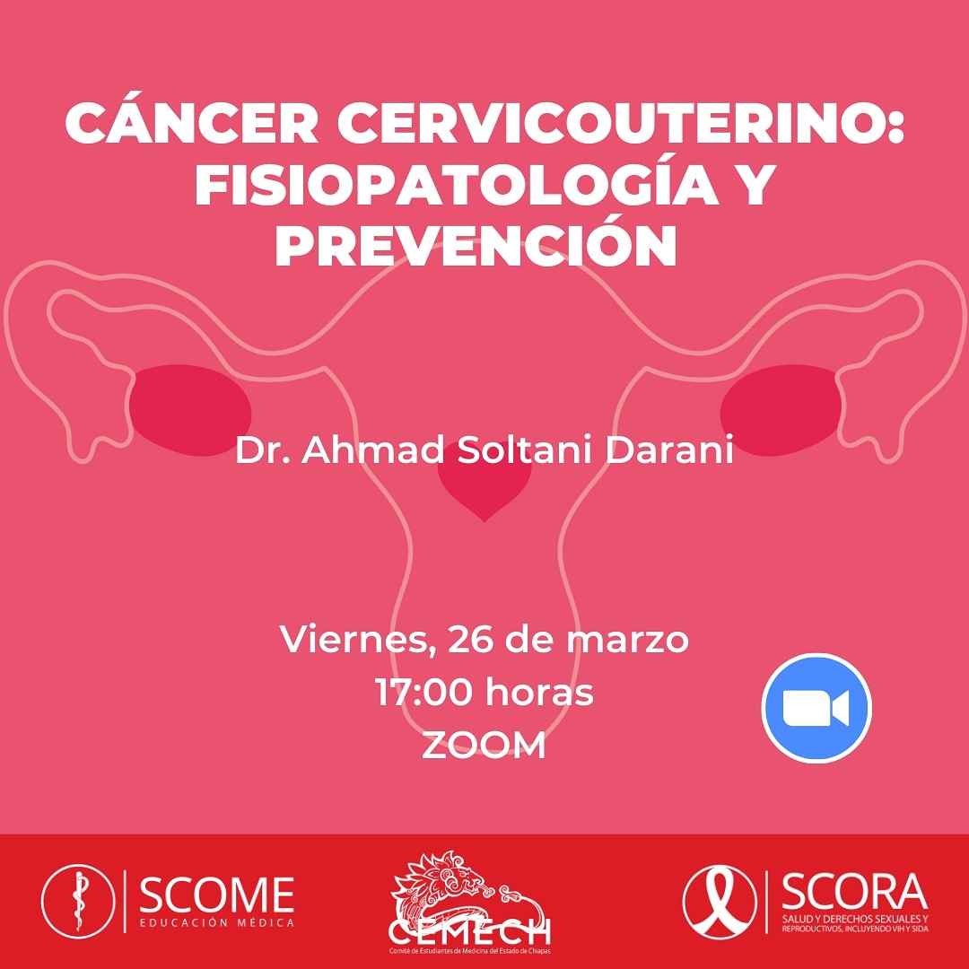 cemech_ammef's tweet photo. ¡Buenas tardes! SCORA y SCOME, te invitan a la ponencia «Cáncer Cervicouterino: Fisiopatología y prevención» que tendrá lugar el 26 de marzo a las 17:00hrs y será impartida por el Dr. Amhad Soltani.
#KeepThePromiseAndGetToZero❤️
#EducatingTheWorld 🐼 https://t.co/fW3NCk4Qaa